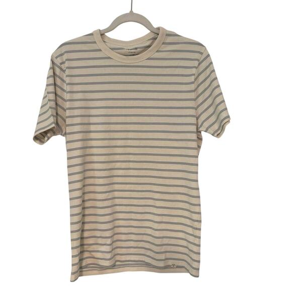 NWOT Madewell Garment-Dyed Allday Crewneck Tee Blue Stripe Size XS - Picture 1 of 5